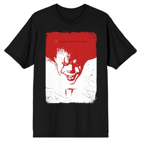 It 2017 Red and White Pennywise Photograph Men's Black T-shirt-Small