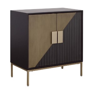 Treasure Trove Accents 2 Door Cabinet Midnight Hour Champagne: Modern Design, Gold Accents, Metal Legs - 1 of 4