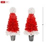 4FT Artificial Christmas Tree Set of 2, Pre-Lit Artificial Christmas Tree with Pot, Christmas Entrance Trees in Pot, Xmas Tree For Home Party Decor - 3 of 4