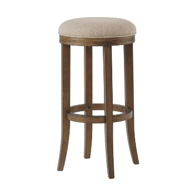 Natick 29" Brown Wood and Leather Saddle Bar Stools