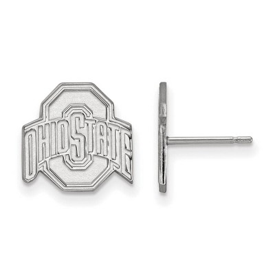 Black Bow Jewelry 14k White Gold Ohio State Buckeyes NCAA Post Earrings
