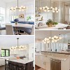 Ludomide Gold Dining Room Chandelier, Mid Century Modern, White Glass Globe Lampshade, Linear Pendant Lighting Fixture for Living Room, 16 Lights. - 2 of 4