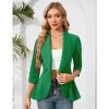 Womens 3/4 Sleeve Open Front Peplum Blazer Causal Business Notched Lapel Jacket Lightweight Slim Fit Suits Office Formal Blazer Jacket - Green,L - 3 of 4