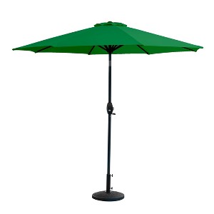 WestinTrends 9 Ft Outdoor Patio Market Table Umbrella with Decorative Round Resin Base - 1 of 3