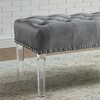 Roundhill Furniture Valley Button tufted Velvet Upholstered Bench With Acrylic Leg, Gray - 2 of 4