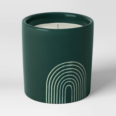 Photo 1 of 15oz Cylindrical Ceramic Arch Citronella Candle Deep Green 