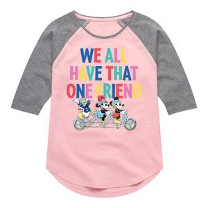 Girls' - Disney - We All Have That One Friend Shirt Tail Raglan Graphic T-shirt - 1 of 4