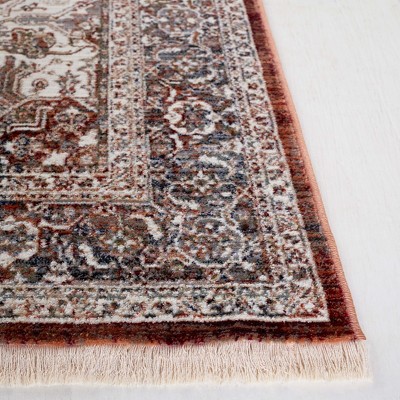 Red and Ivory Rectangular Synthetic Persian Area Rug