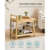 SONGMICS Bamboo Shower Bench with Storage Shelf, Water Resistant Shower Stool with Handle and Hooks, Shower Head Holder, Non-Slip Feet, Natural Beige - 4 of 4