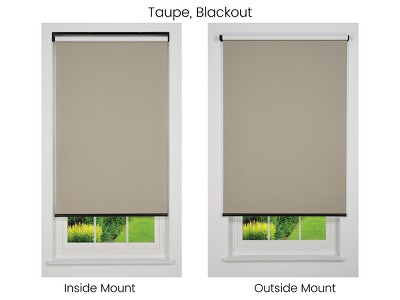 Taupe Cordless Blackout Fabric Roller Shade, 20" x 66"