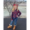 Girls Long Sleeve Ruffle Plaid Shirts Front Button Down Shirts for Girls Waist Knot Plaid Shirts - 4 of 4
