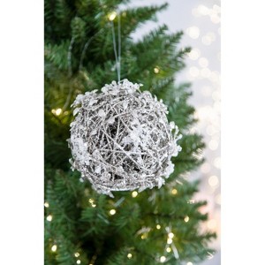 Bella Depot D4.5" Iced Leaf Decorative Hanging Ball Set of 4 - 1 of 4