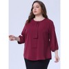Agnes Orinda Women's Plus Size Stylish Tie Neck 3/4 Ruffle Sleeves Work Office Blouses - 2 of 4