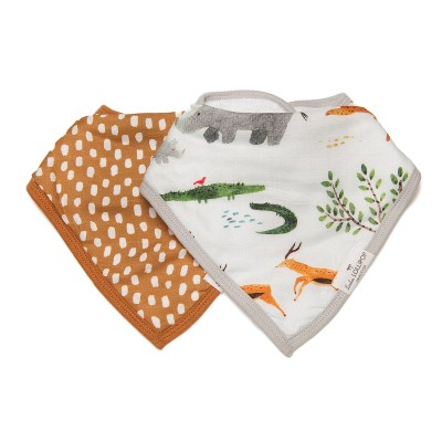 Loulou Lollipop 2pk Muslin Bandana Bib Set - Safari Jungle