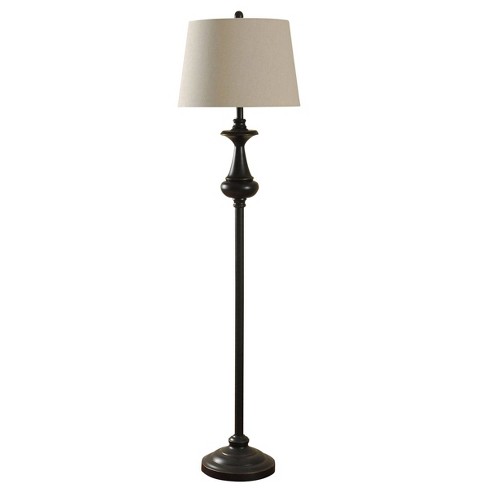 Natural Linen Floor Lamp Bronze Finish - StyleCraft