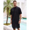 Men's Linen Kaftan Thobe Short Sleeve Robe Gown Casual Longline T Shirts for Beach - 2 of 4