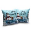 Hello Winter Pillow Covers 18x18 Set of 2 Blue Truck with Lovely Snowman Puppy Dog - 3 of 3