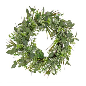 22" Artificial Eucalyptus and Grass Woven Branch Base Wreath - National Tree Company - 1 of 3