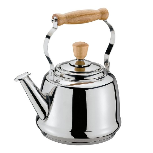 Elitra Whistling Kettle - Stainless Steel Tea Pot with Stay Cool Handle -  2.6 Qt / 2.5 Liter - Satin 