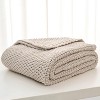 Chunky Cable Knit Throw Blanket Lightweight Beige 100% Organic Cotton Blanket for Sofa Couch Bed Baby Nursery - 4 of 4