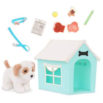 Our Generation Puppy Place Pet Dog Plush & Dog House Accessory Set for 18'' Dolls