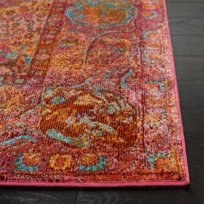 Luxor Fuchsia and Gold Hand-Knotted Runner Rug