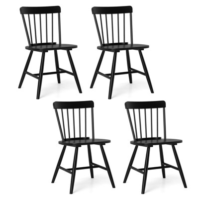 Tangkula Dining Chairs Set of 4 Farmhouse Kitchen Chair w/ Rubber Wood Frame Wide Seat