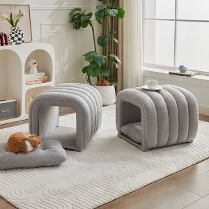 Hyleory Easy-Connected Footrest Stool Pet-Friendly - 2-in-1 Bed Bench & Play Tunnel with 2 Removable Pads - 1 of 4