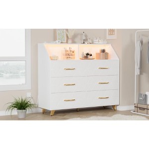 Bedroom Dresser with LED Lights & Charging Station, Wood 6 Drawer Dresser for Bedroom - 1 of 4