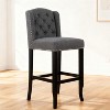 31" Contemporary Tufted Fabric Wingback Counter Stools, Set of 2, Charcoal Gray with Dark Brown Legs, Stylish and Comfortable Counter Chairs - 3 of 4
