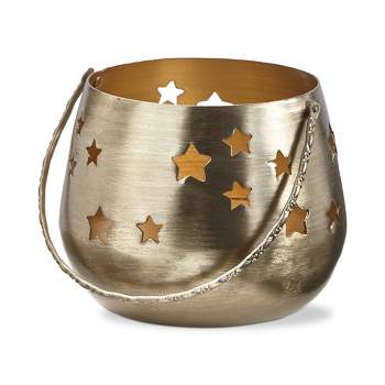 TAG Antique Brass Twinkling Stars Tealight Candle Holder, 3.5L x 3.5W x3.0H Inches