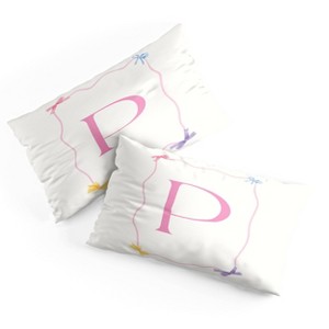 Deny Designs King April Lane Art Simple Bow Monogram P Microfiber Printed Pillow Sham - 1 of 3