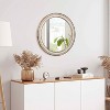 MAYEERTY 27.5" Wooden Framhouse Circle Round Wall Mirror for Bedroom Bathroom Vanity Living Room Home Office Antique Natural - 3 of 4