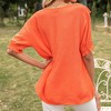 Anna-Kaci Women's Short Sleeve Loose Fit Blouse with Ruffle Trim and Round Neckline - 4 of 4
