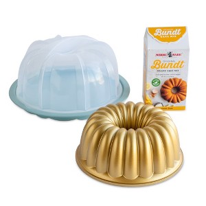 Nordic Ware Elegant Party Bundt® Pan, Translucent Bundt Cake and Lemon Cake Mix - 1 of 4