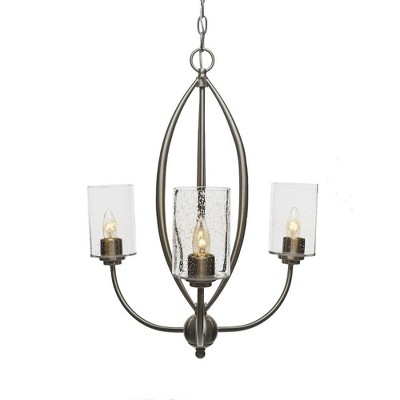 Toltec Lighting Marquise 3 - Light Chandelier in  Brushed Nickel with 4" Clear Bubble Shade