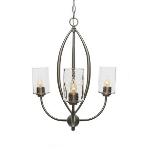 Toltec Lighting Marquise 3 - Light Chandelier in  Brushed Nickel with 4" Clear Bubble Shade - 1 of 1