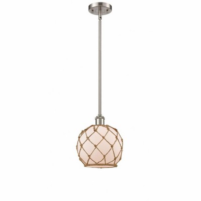 Farmhouse Rope - 1 Light Stem Hung Mini Pendant In Industrial Style-10 Inches Tall and 8 Inches Wide