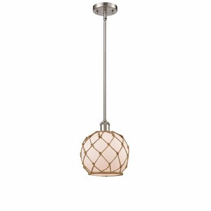 Farmhouse Rope - 1 Light Stem Hung Mini Pendant In Industrial Style-10 Inches Tall and 8 Inches Wide - 1 of 1