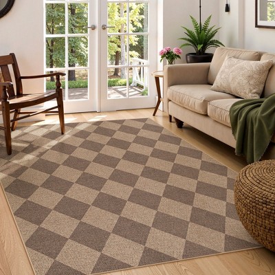 Lahome Diamond Grid Faux Jute Rectangular Indoor Area Rug