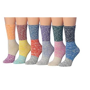 Tipi Toe 6-Pairs Women's 6-Pairs Cotton Ragg Marled Vibrant Colorblock Winter Boot Socks - 1 of 4