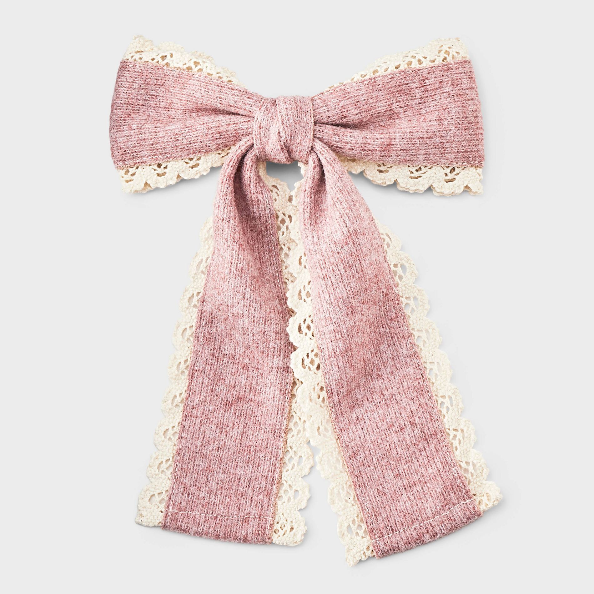 Girls' Ribbed Knit Bow Hair Barrette - Cat & Jack™ Pink/Cream