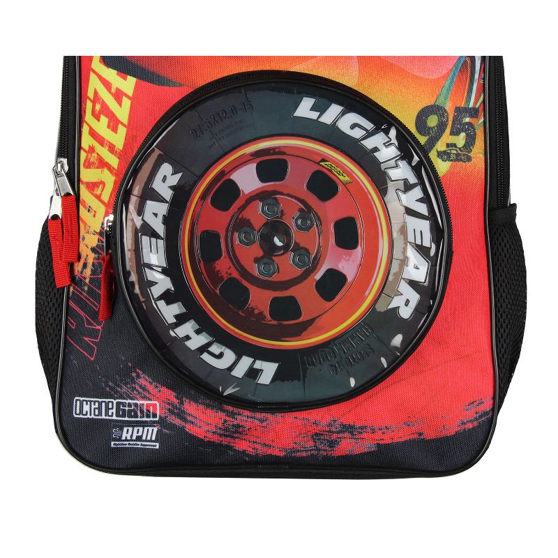 Disney Cars Lightning McQueen Backpack 3D Tire Pocket Travel School Backpack Multicoloured, 2 of 7