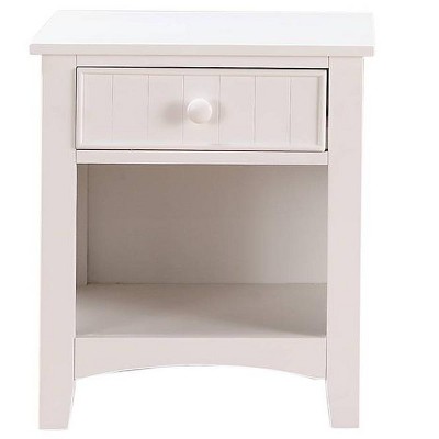 DOMETOUR 1Pc Modern Wooden Nightstand with Shelf Storage Drawers Pine Veneer White