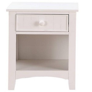 DOMETOUR 1Pc Modern Wooden Nightstand with Shelf Storage Drawers Pine Veneer White - 1 of 4