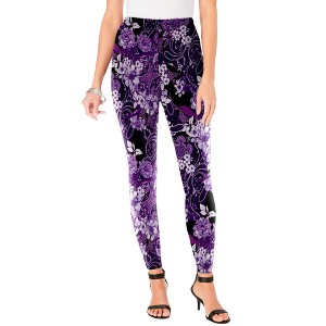 Roaman's Women's Plus Size Petite Ankle Length Essential Stretch Legging - 1 of 4