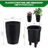 Set of 2 Tall 16” Self-Watering Garden Planters – Durable Flower Pots with Built-in Drainage & Water Level Indicator for Indoor and Outdoor Plants - 2 of 4