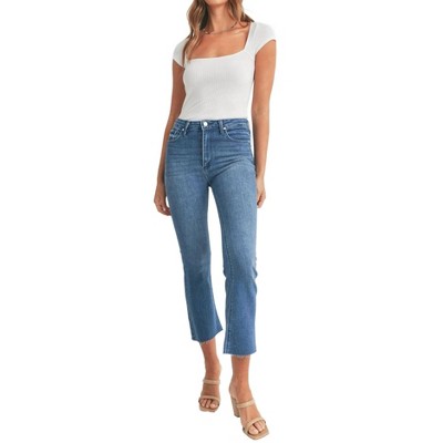 Women's Capri High Rise Tonal Crop Flare Jeans - GOLDEN