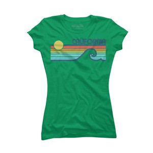 Junior's Design By Humans California Retro Sunset By LuckyU T-Shirt - 1 of 3