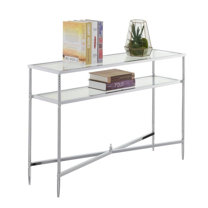 Tudor Console Table with Shelf Clear Glass/Chrome - Breighton Home, 4 of 8